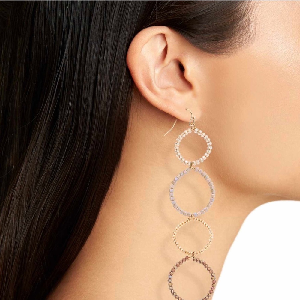 PANACEA GOLD TONES CRYSTAL LINEAR EARRINGS - Picture 7 of 8